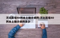 河北新增40例本土确诊病例:河北新增40例本土确诊病例多少