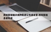 西安新增确诊病例轨迹公布速自查:西安新增患者轨迹
