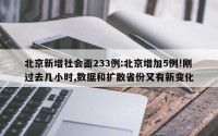 北京新增社会面233例:北京增加5例!刚过去几小时,数据和扩散省份又有新变化