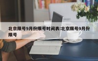 北京限号9月份限号时间表:北京限号9月份限号
